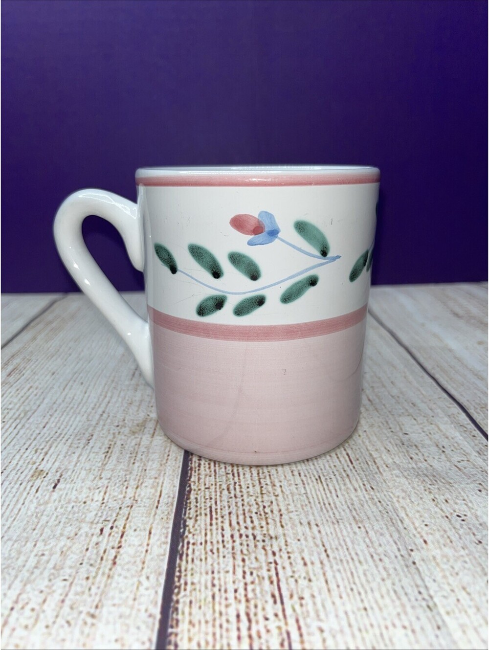Pink Garland Caleca Italian Coffee  Mug/Hand Painted Art Deco